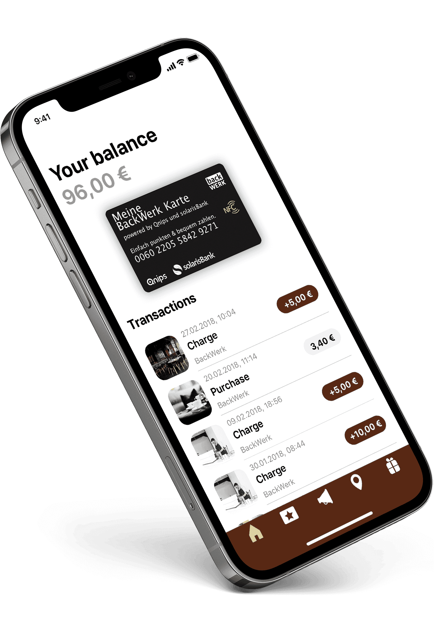 View of payment transactions in the Backwerk app