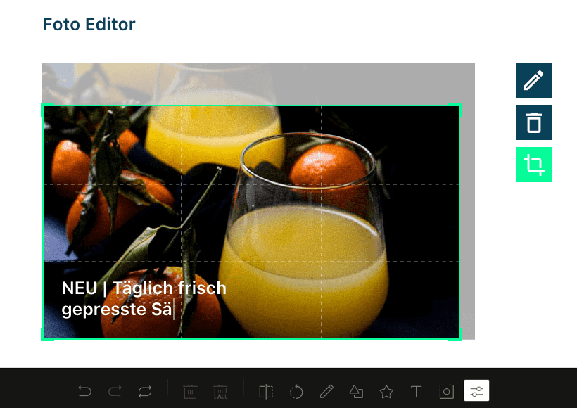 Beispielbild von Gläsern mit Orangensaft im Foto Editor